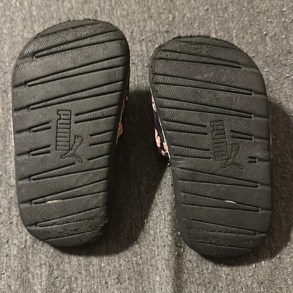 Puma Black and Pink Floral Sandals